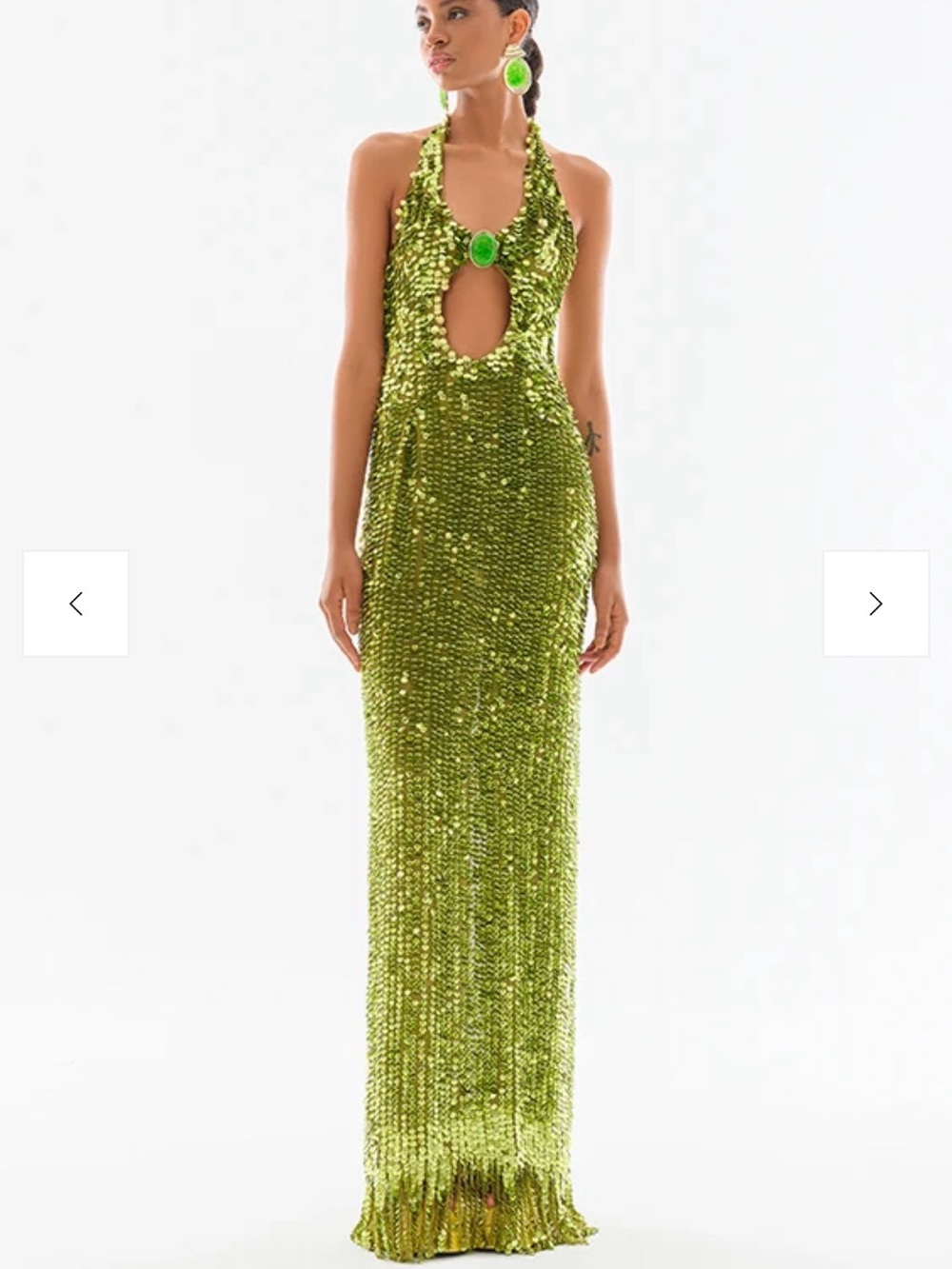 Raisa Vanessa Green Halter Neck Sequined Maxi Dress